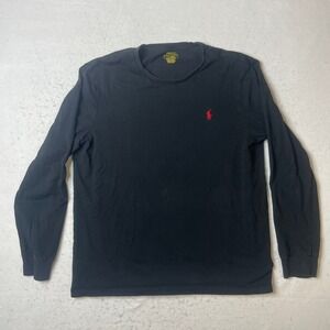 Polo Ralph Lauren Mens Black Custom Slim Fit Long Sleeve T Shirt Size L